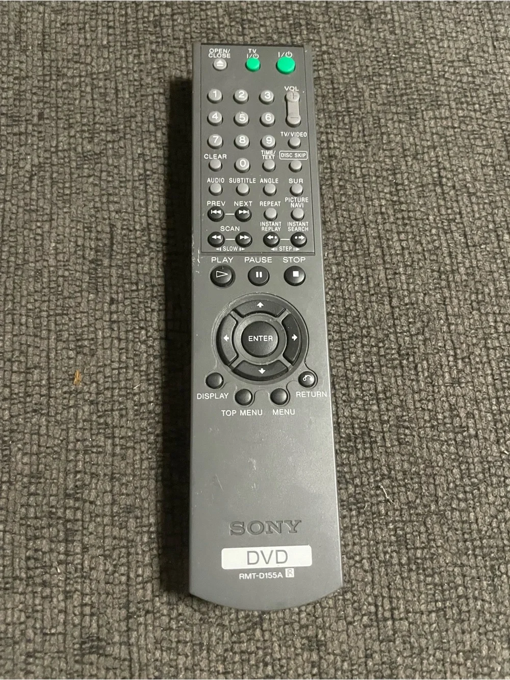 Sony DVD Remote Control - Black with Green Buttons